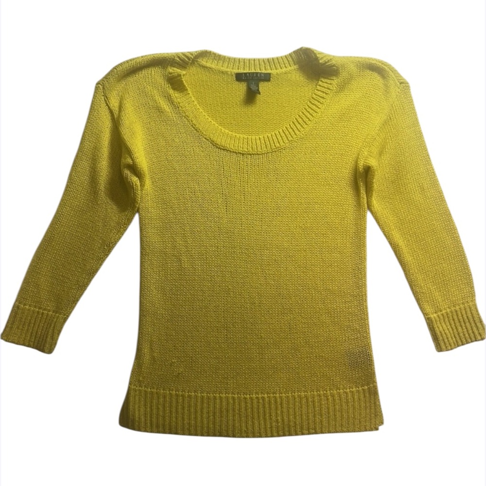 Lauren Ralph Lauren Women's‎ Small Yellow Pullover Sweater Scoop Neck